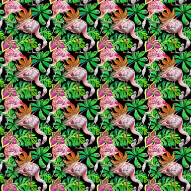 Gökyüzü kuş flamingo desende bir yaban hayatı suluboya stili tarafından.