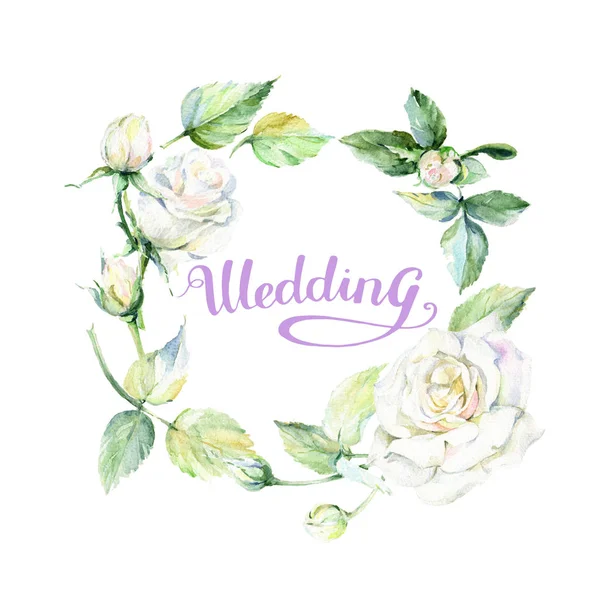 Kır çiçeği gül çiçek çelenk suluboya tarzında.