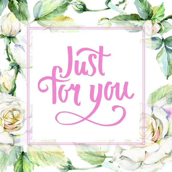 Kır çiçeği gül çiçek çerçeve suluboya tarzında.