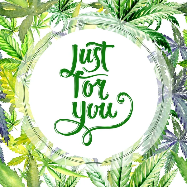 Wildflower cannabis bloem frame in een aquarel stijl. — Stockfoto