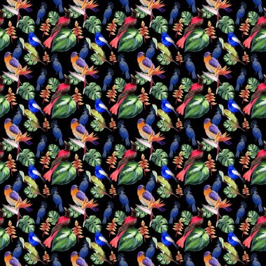 Gökyüzü cennet kuşları desende bir yaban hayatı suluboya stili tarafından.