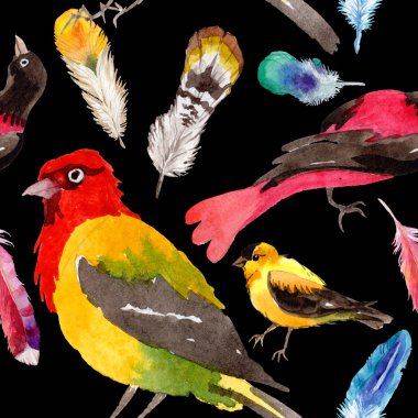 Gökyüzü cennet kuşları desende bir yaban hayatı suluboya stili tarafından.