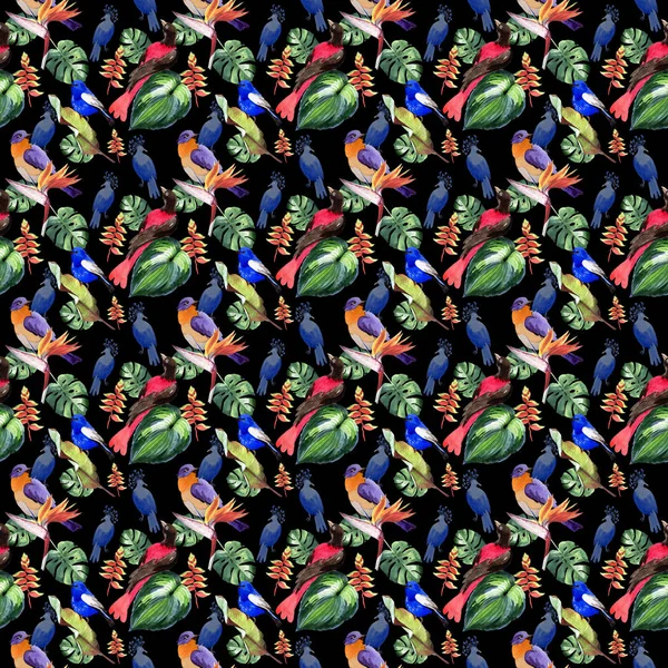 Gökyüzü cennet kuşları desende bir yaban hayatı suluboya stili tarafından.