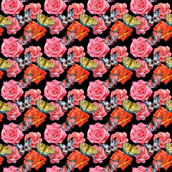 Růžový květ vzor ve stylu akvarelu wildflower. — Stock fotografie