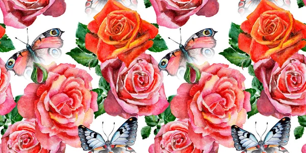 수채화 스타일에서 플라워 장미 꽃 패턴. — 스톡 사진