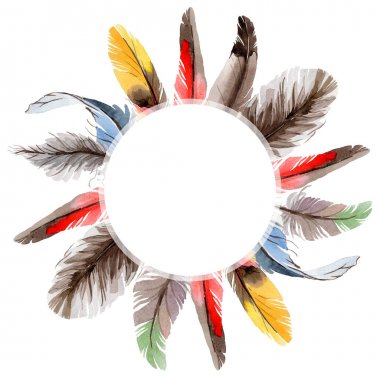 Suluboya kuş kanat tüy çerçevesinden.