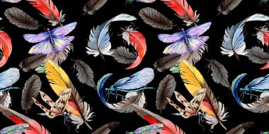 Suluboya kuş tüyü desen Wing.