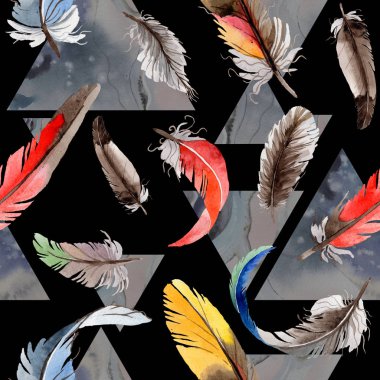 Suluboya kuş tüyü desen Wing.