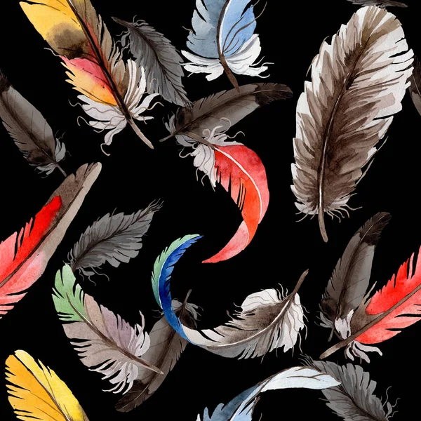 Watercolor bird feather pattern from wing . — Stock Photo, Image