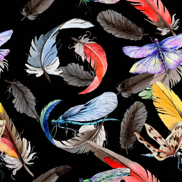 Suluboya kuş tüyü desen Wing.