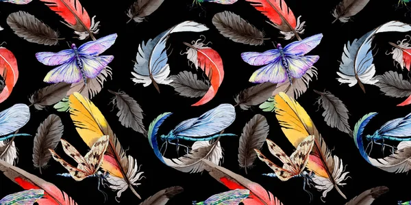 Suluboya kuş tüyü desen Wing.