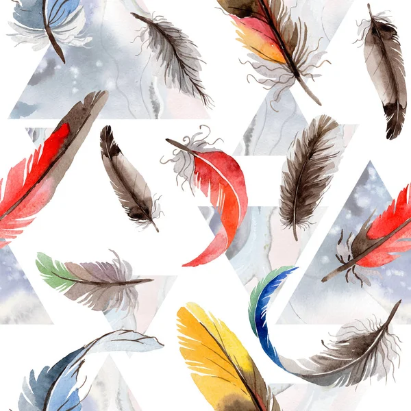 Watercolor bird feather pattern from wing. — Stock Photo, Image