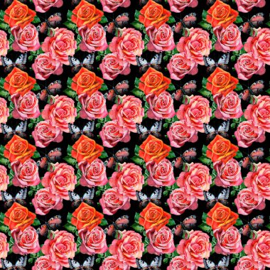 Kır çiçeği gül çiçek deseni suluboya tarzında.