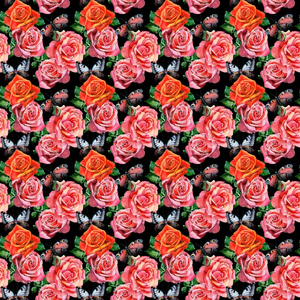 Flor silvestre rosa patrón de flores en un estilo de acuarela . —  Fotos de Stock
