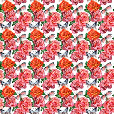 Kır çiçeği gül çiçek deseni suluboya tarzında.