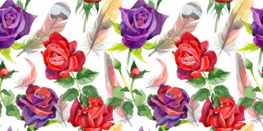 Kır çiçeği gül çiçek deseni suluboya tarzında.