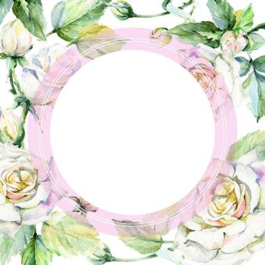 Kır çiçeği gül çiçek çerçeve suluboya tarzında.