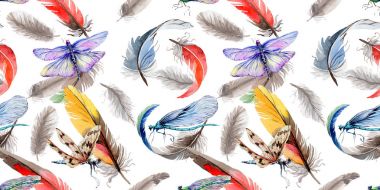 Suluboya kuş tüyü desen Wing.