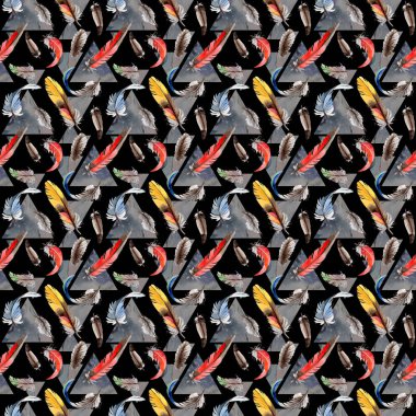 Suluboya kuş tüyü desen Wing.