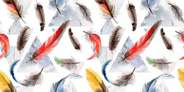 Suluboya kuş tüyü desen Wing.