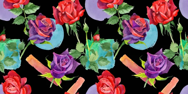 Kır çiçeği gül çiçek deseni suluboya tarzında.