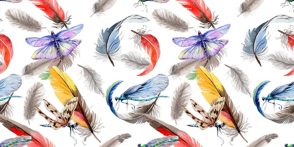 Suluboya kuş tüyü desen Wing.