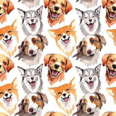 Egzotik köpek vahşi hayvan desen suluboya tarzında.