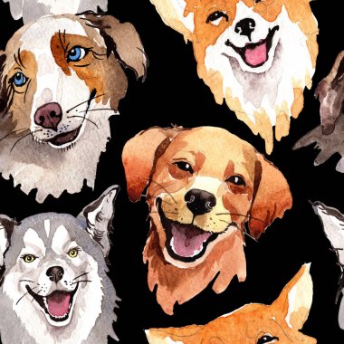 Egzotik köpek vahşi hayvan desen suluboya tarzında.