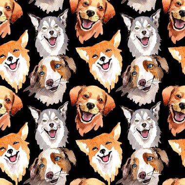 Egzotik köpek vahşi hayvan desen suluboya tarzında.