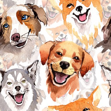 Egzotik köpek vahşi hayvan desen suluboya tarzında.