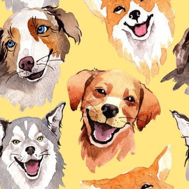 Egzotik köpek vahşi hayvan desen suluboya tarzında.