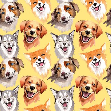 Egzotik köpek vahşi hayvan desen suluboya tarzında.