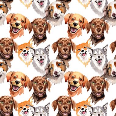 Egzotik köpek vahşi hayvan desen suluboya tarzında.