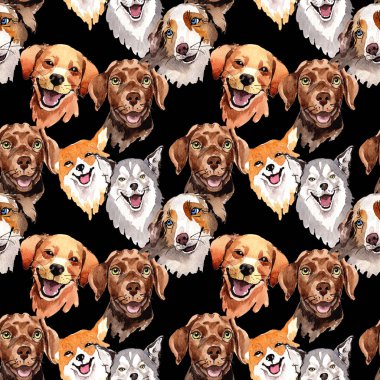 Egzotik köpek vahşi hayvan desen suluboya tarzında.