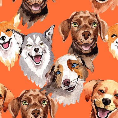 Egzotik köpek vahşi hayvan desen suluboya tarzında.