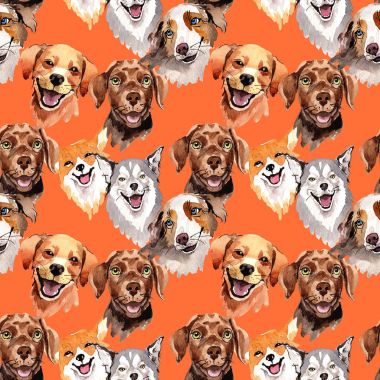 Egzotik köpek vahşi hayvan desen suluboya tarzında.