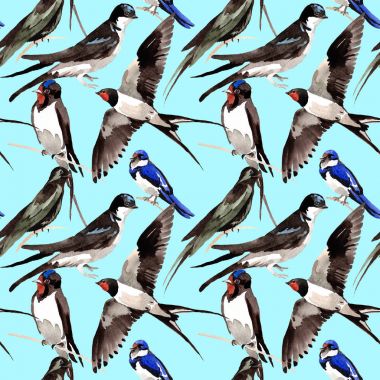 Gökyüzü kuş yutar desende bir yaban hayatı suluboya stili tarafından.