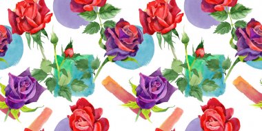 Kır çiçeği gül çiçek deseni suluboya tarzında.