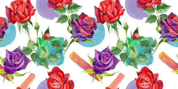 Kır çiçeği gül çiçek deseni suluboya tarzında.