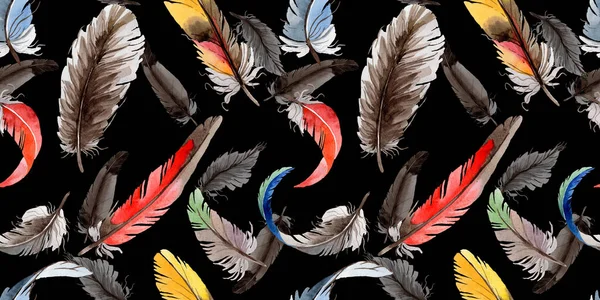 Watercolor bird feather pattern from wing . — Stock Photo, Image