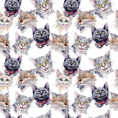 Egzotik kedi vahşi hayvan desen suluboya tarzında.