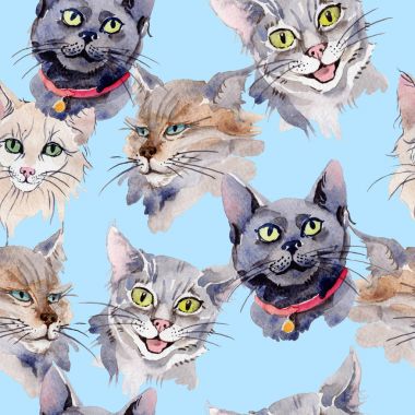 Egzotik kedi vahşi hayvan desen suluboya tarzında.