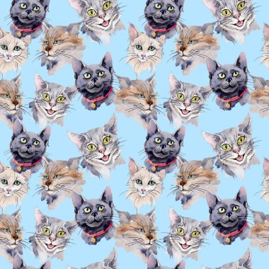 Egzotik kedi vahşi hayvan desen suluboya tarzında.