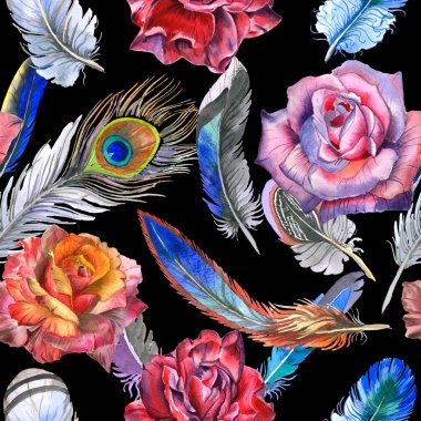 Suluboya kuş tüyü desen Wing.