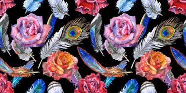 Suluboya kuş tüyü desen Wing.