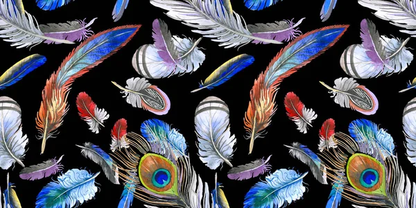 Watercolor bird feather pattern from wing. — Stock Photo, Image