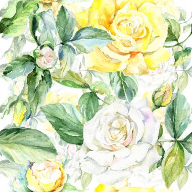 Kır çiçeği gül çiçek deseni suluboya tarzında.