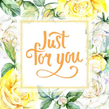 Kır çiçeği gül çiçek çerçeve suluboya tarzında.