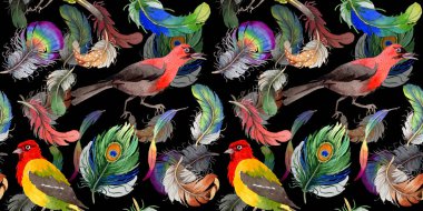 Suluboya kuş tüyü desen Wing.