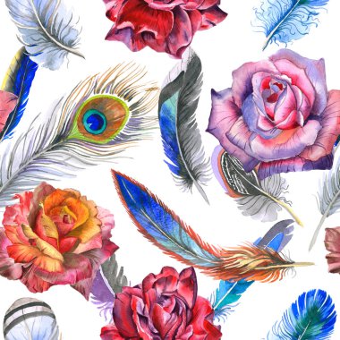 Suluboya kuş tüyü desen Wing.